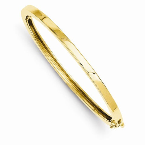 14K Yellow Gold Polished Solid Hinged Bangle Bracelet