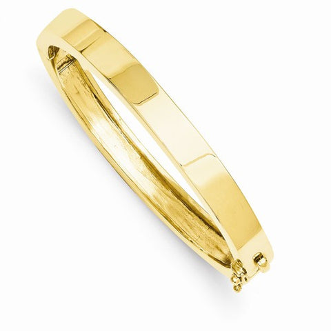 14K Yellow Gold Polished Solid Hinged Bangle Bracelet