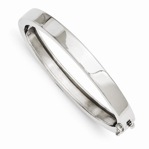 14K White Gold Polished Casted Hinged Bangle Bracelet