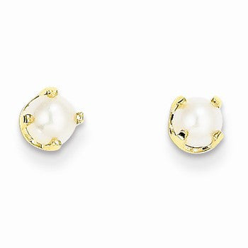 14k Yellow Gold 4mm June/Cultured Pearl Post Earrings