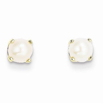 14k Yellow Gold 5mm Cultured Pearl Earrings