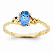 14k Yellow Gold Blue Topaz Birthstone Ring