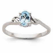 14k White Gold Aquamarine Birthstone Ring