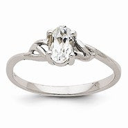 14k White Gold White Topaz Birthstone Ring