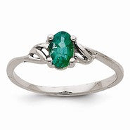 14k White Gold Emerald Birthstone Ring