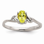 14k White Gold Peridot Birthstone Ring