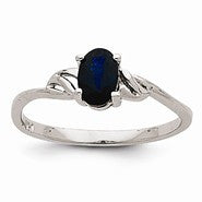 14k White Gold Sapphire Birthstone Ring