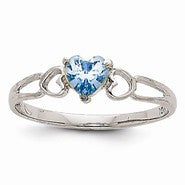 14k White Gold Aquamarine Birthstone Ring