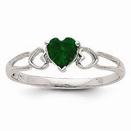 14k White Gold Emerald Birthstone Ring