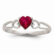 14k White Gold Ruby Birthstone Ring