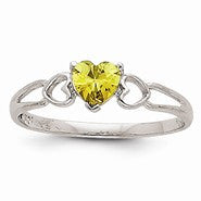 14k White Gold Peridot Birthstone Ring