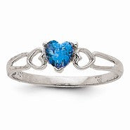 14k White Gold Blue Topaz Birthstone Ring