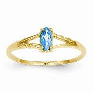 14k Yellow Gold Blue Topaz Birthstone Ring