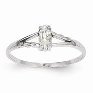 14k White Gold White Topaz Birthstone Ring