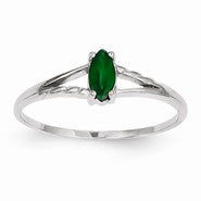 14k White Gold Emerald Birthstone Ring