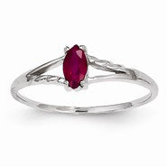 14k White Gold Ruby Birthstone Ring