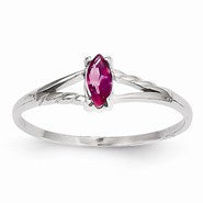 14k White Gold Pink Tourmaline Birthstone Ring