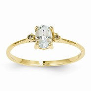 14k Yellow Gold Diamond & Aquamarine Birthstone Ring