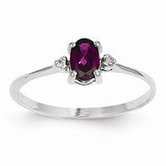 14k White Gold Diamond & Rhodolite Garnet Birthstone Ring