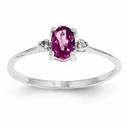 14k White Gold Diamond & Pink Tourmaline Birthstone Ring