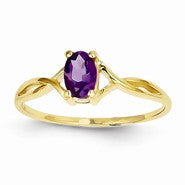 14k Yellow Gold Amethyst Birthstone Ring