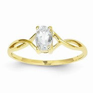 14k Yellow Gold Aquamarine Birthstone Ring