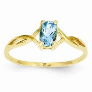 14k Yellow Gold Blue Topaz Birthstone Ring