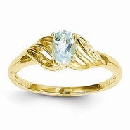 14k Yellow Gold Aquamarine Diamond Ring