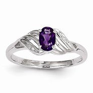 14k White Gold Purple Amethyst & Diamond Ring