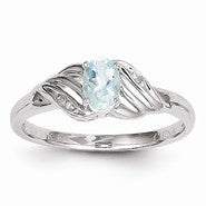 14k White Gold Aquamarine Diamond Ring