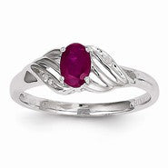 14k White Gold Genuine Ruby Diamond Ring