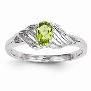 14k White Gold Peridot Diamond Ring