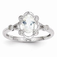 14k White Gold White Topaz Diamond Ring