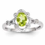 14k White Gold Peridot Diamond Ring