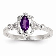 14k White Gold Purple Amethyst & Diamond Ring