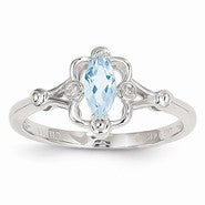 14k White Gold Aquamarine Diamond Ring