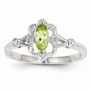 14k White Gold Peridot Diamond Ring