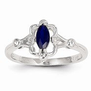 14k White Gold Genuine Sapphire Diamond Ring