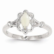 14k White Gold Genuine Opal Diamond Ring