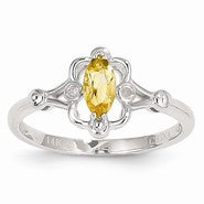 14k White Gold Citrine Diamond Ring