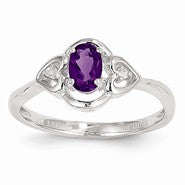 14k White Gold Purple Amethyst & Diamond Ring