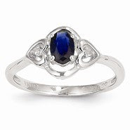 14k White Gold Genuine Sapphire Diamond Ring