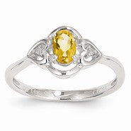 14k White Gold Citrine Diamond Ring