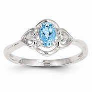 14k White Gold Light Swiss Blue Topaz Diamond Ring