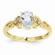 14k Yellow Gold Aquamarine Diamond Ring