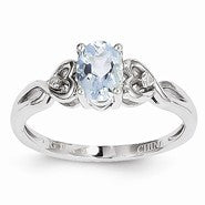 14k White Gold Aquamarine Diamond Ring