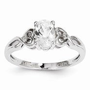 14k White Gold White Topaz Diamond Ring