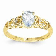 14k Yellow Gold Aquamarine Diamond Ring