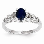 14k White Gold Genuine Sapphire Diamond Ring