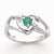 14k White Gold Diamond & Emerald Birthstone Heart Ring